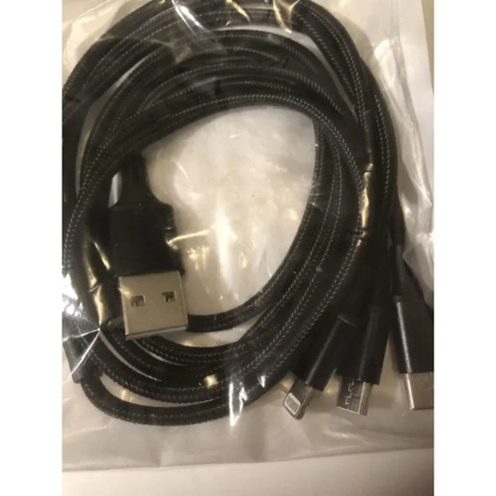 Unbranded 3-in-1 Charging Cable Unisex OS Black Braided Multi USB Cord Travel‎